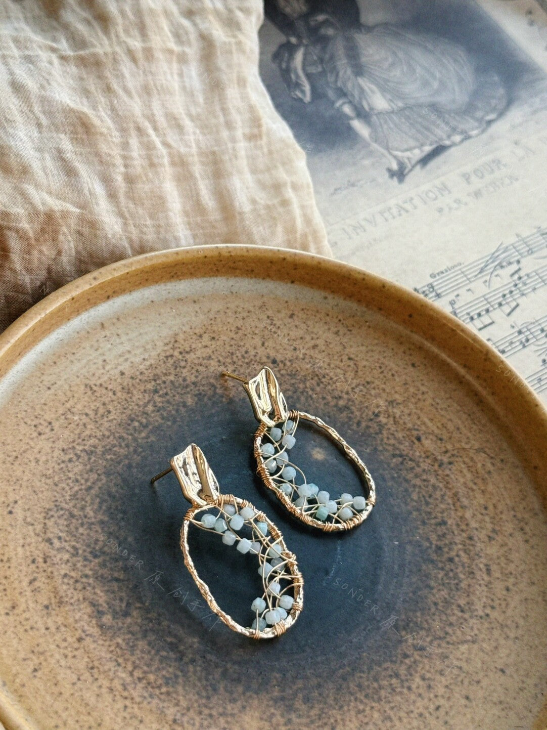 Blue Mountain Amber Amazonite Earrings