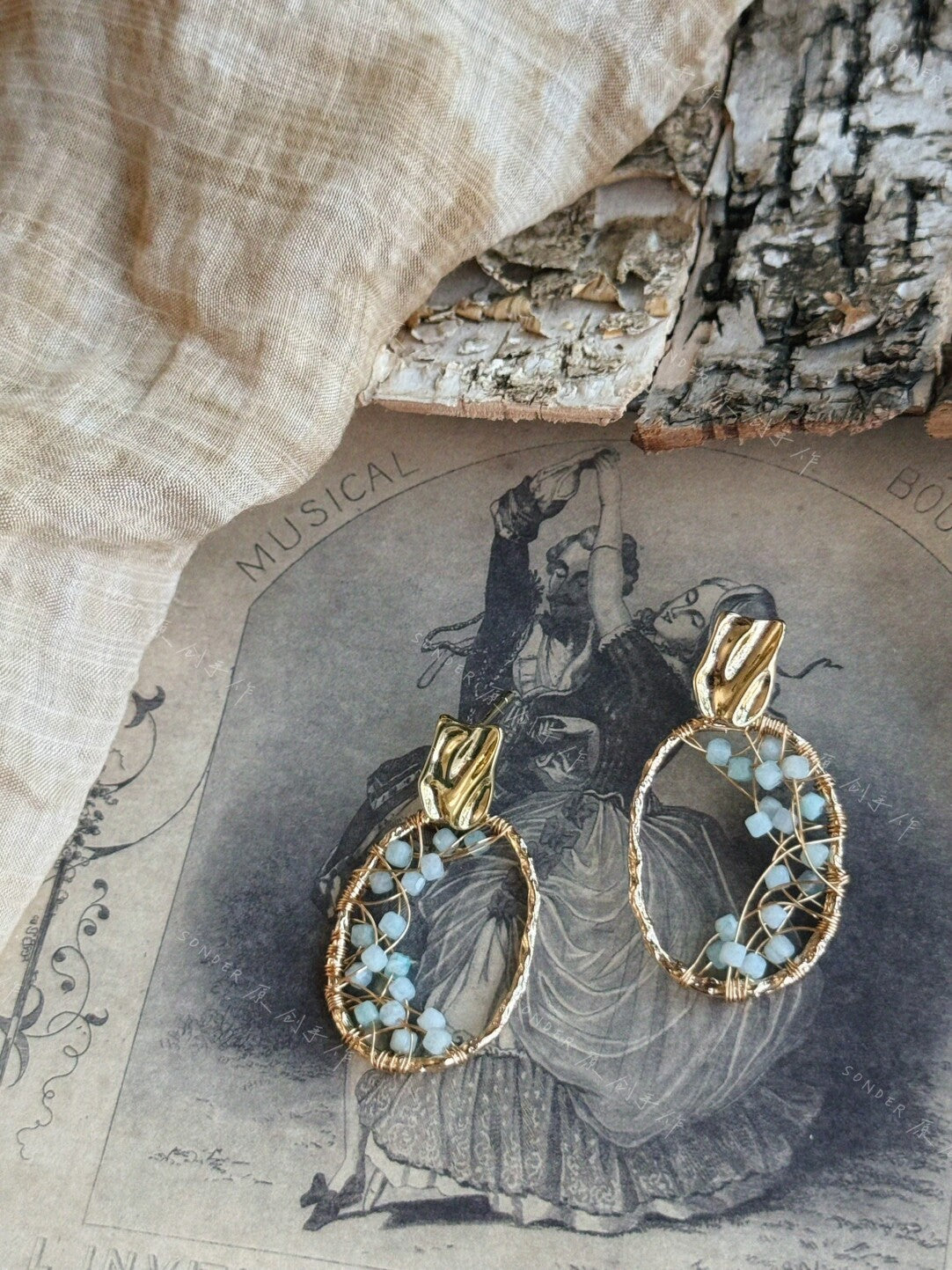 Blue Mountain Amber Amazonite Earrings