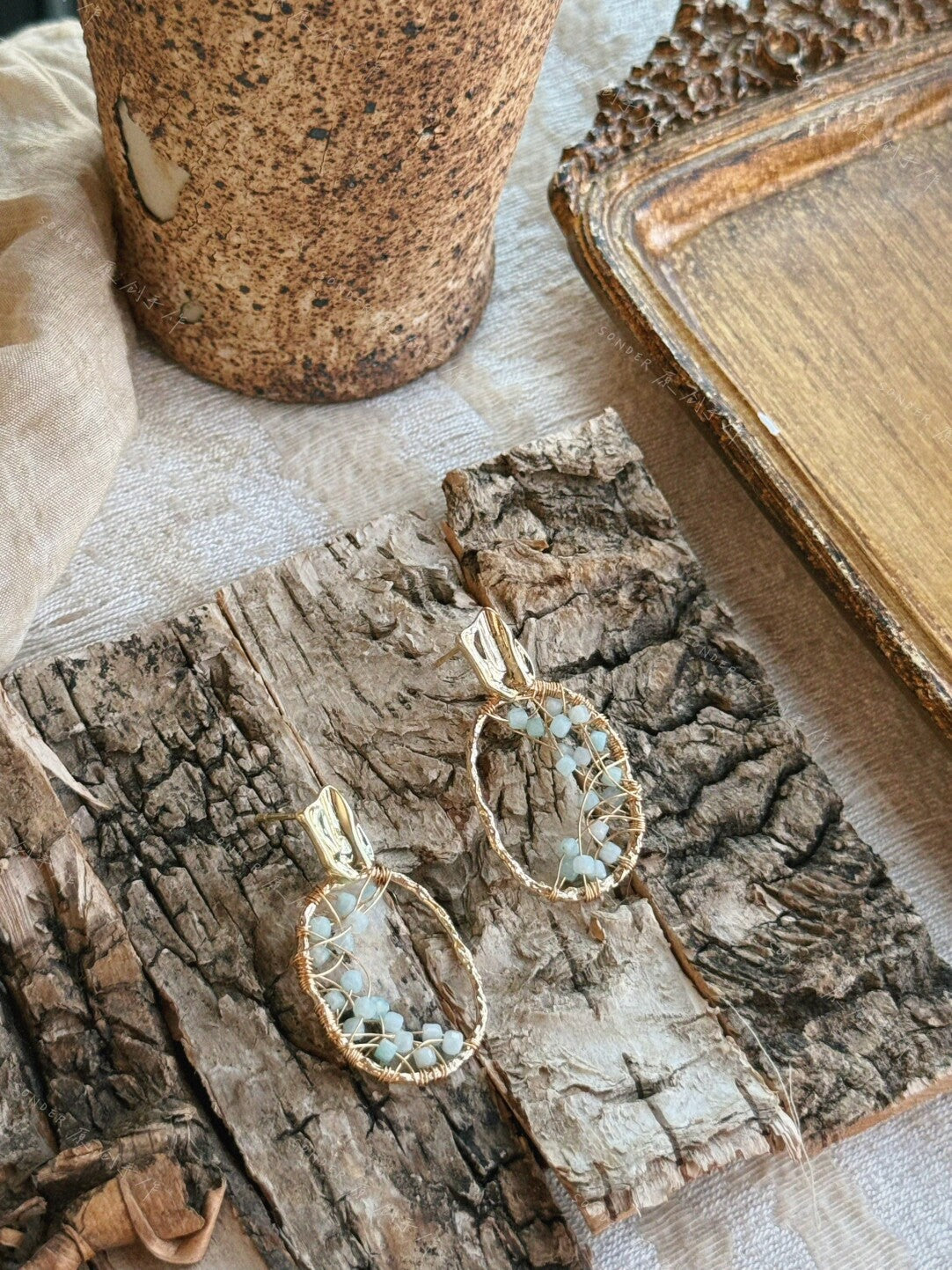 Blue Mountain Amber Amazonite Earrings