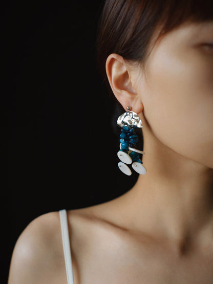 Blue Natural Coral Shell Earrings