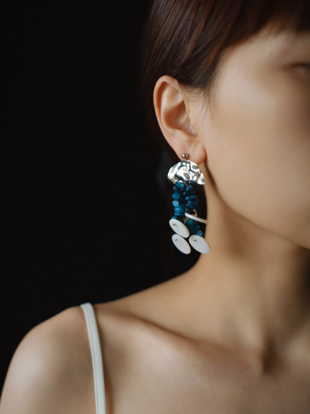 Blue Natural Coral Shell Earrings