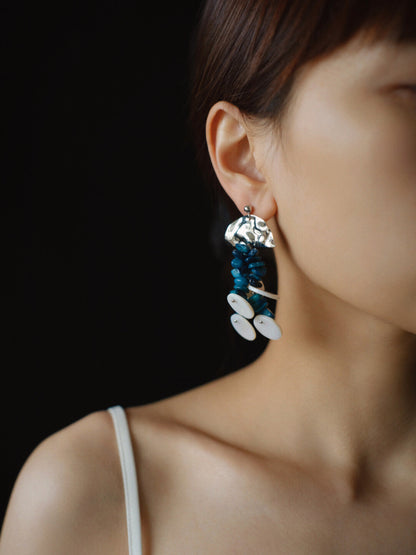 Blue Natural Coral Shell Earrings