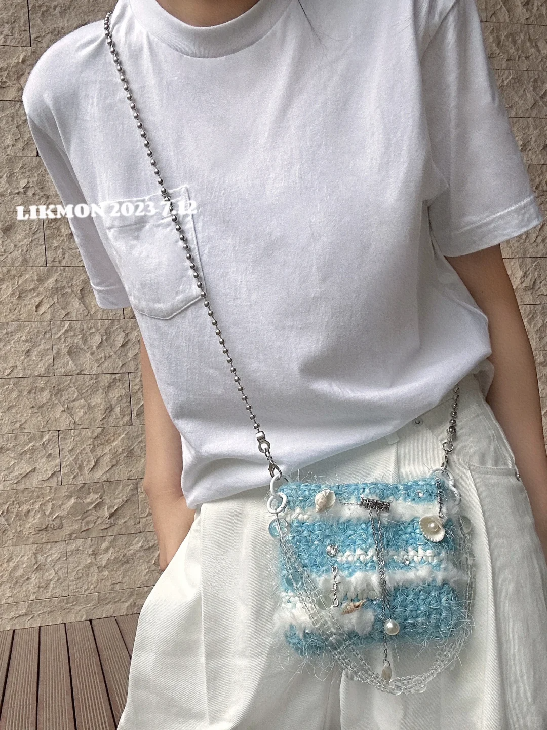 Blue Ocean Crochet Shoulder Crossbody Bag