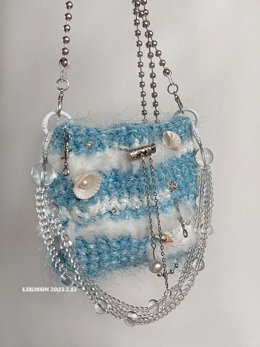 Blue Ocean Crochet Shoulder Crossbody Bag
