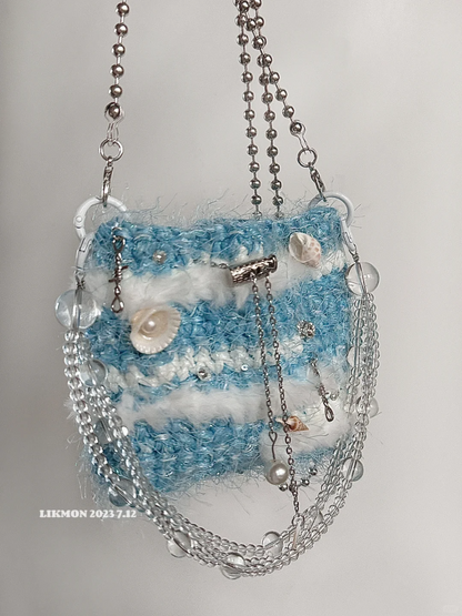 Blue Ocean Crochet Shoulder Crossbody Bag