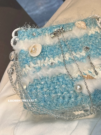 Blue Ocean Crochet Shoulder Crossbody Bag