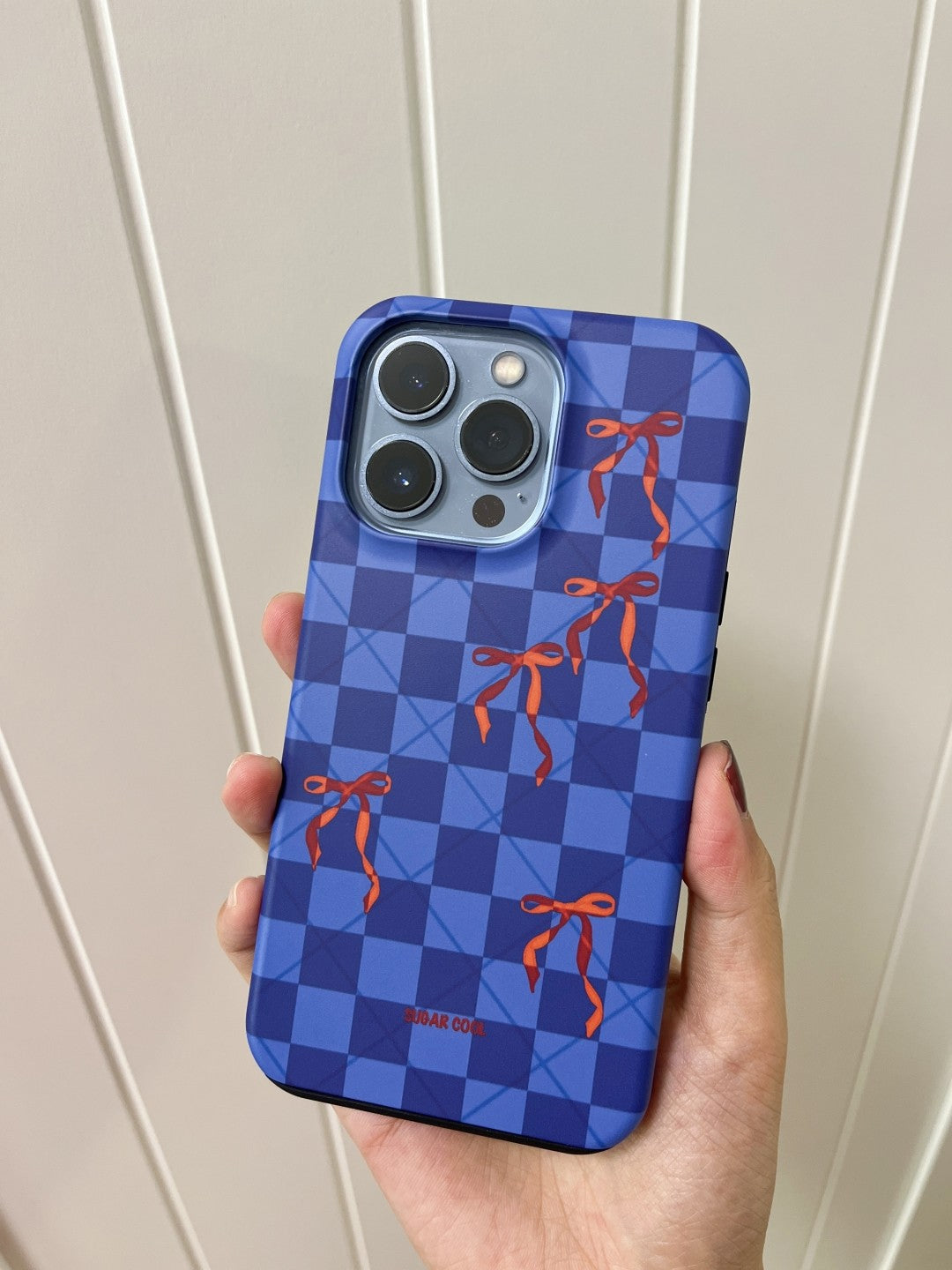 Blue Plaid Bow Printed Double Layer Phone Case | iPhone Accessories | Three Fleas Blue Plaid Bow Printed Double Layer Phone Case | iPhone Accessories | Three Fleas