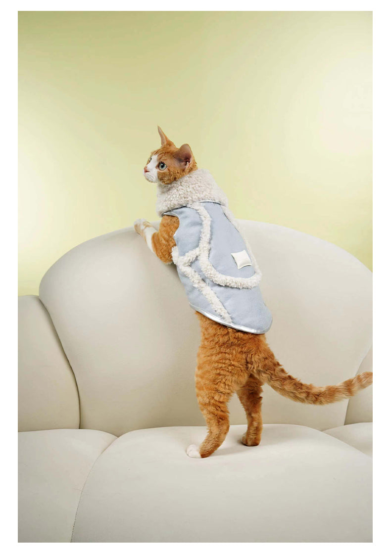 Blue Plush Cat Dog Vest