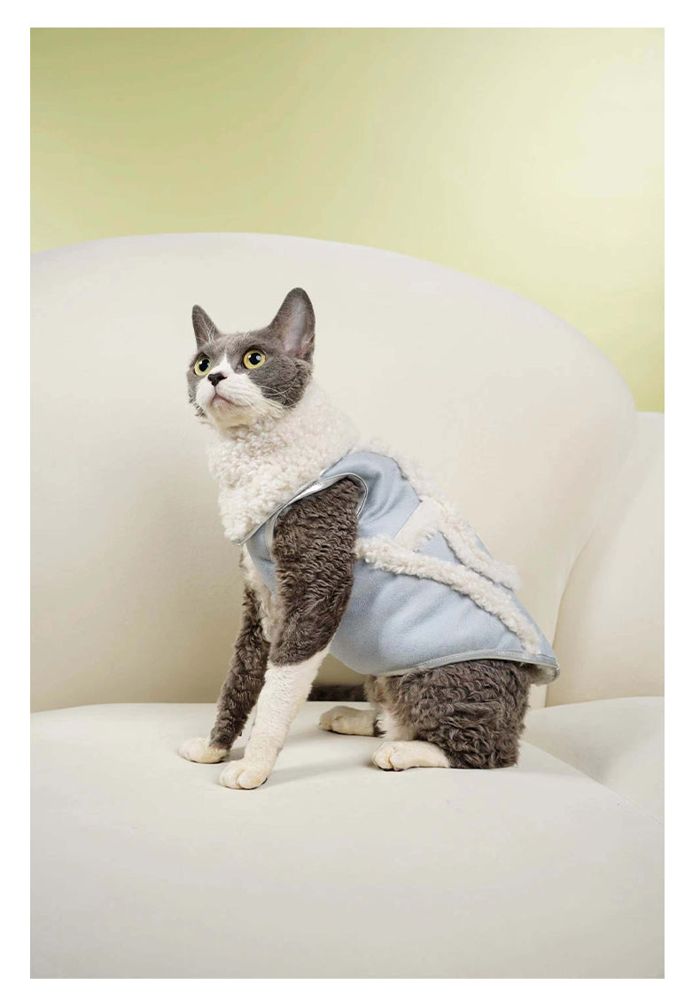 Blue Plush Cat Dog Vest