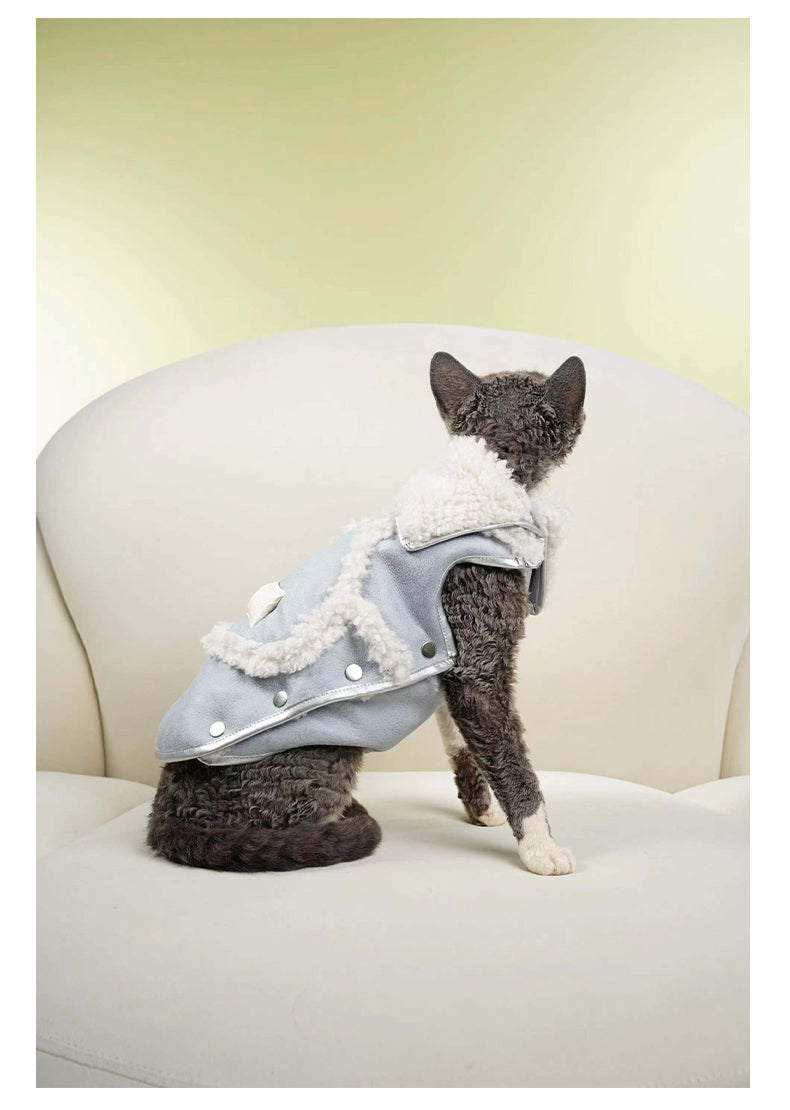 Blue Plush Cat Dog Vest