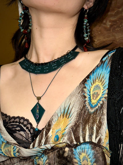 Blue Priestess Exotic Statement Necklace
