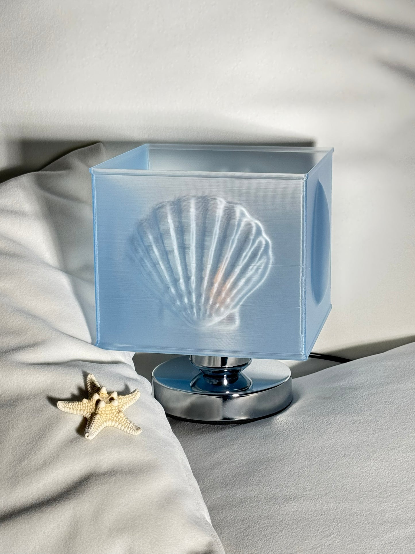 Blue Shell Square Table Lamp