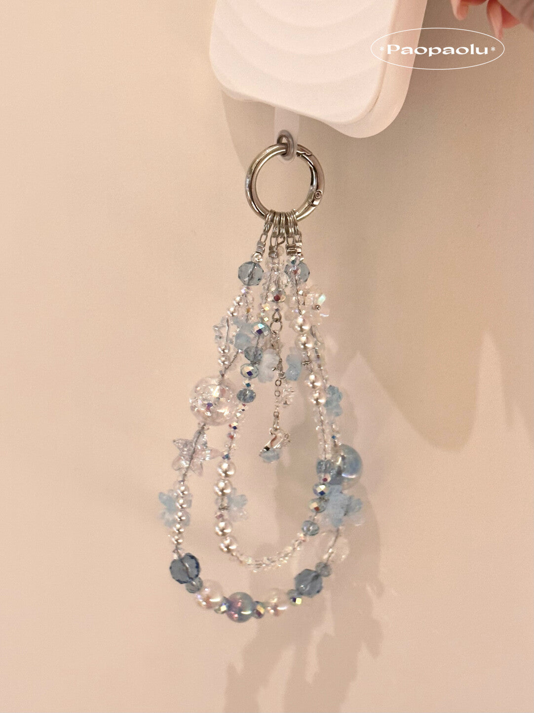 Blue Starfish Double-Layer Beaded Phone Charm
