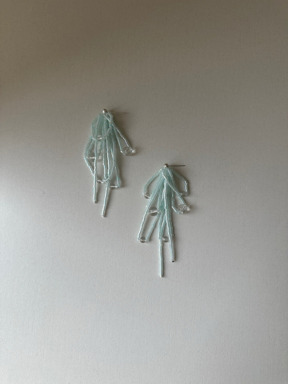 Blue Tassel Beaded Earrings