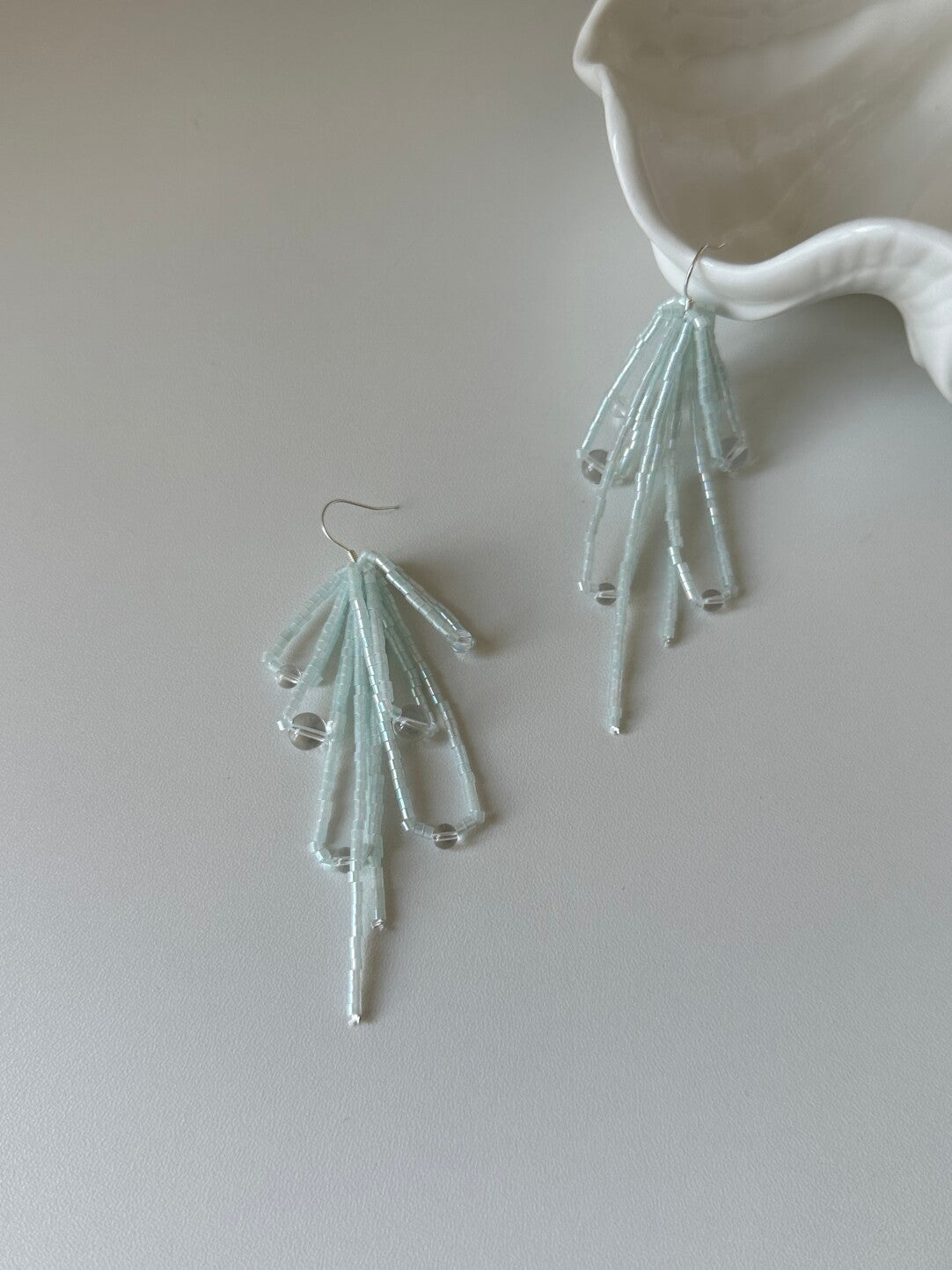 Blue Tassel Beaded Earrings