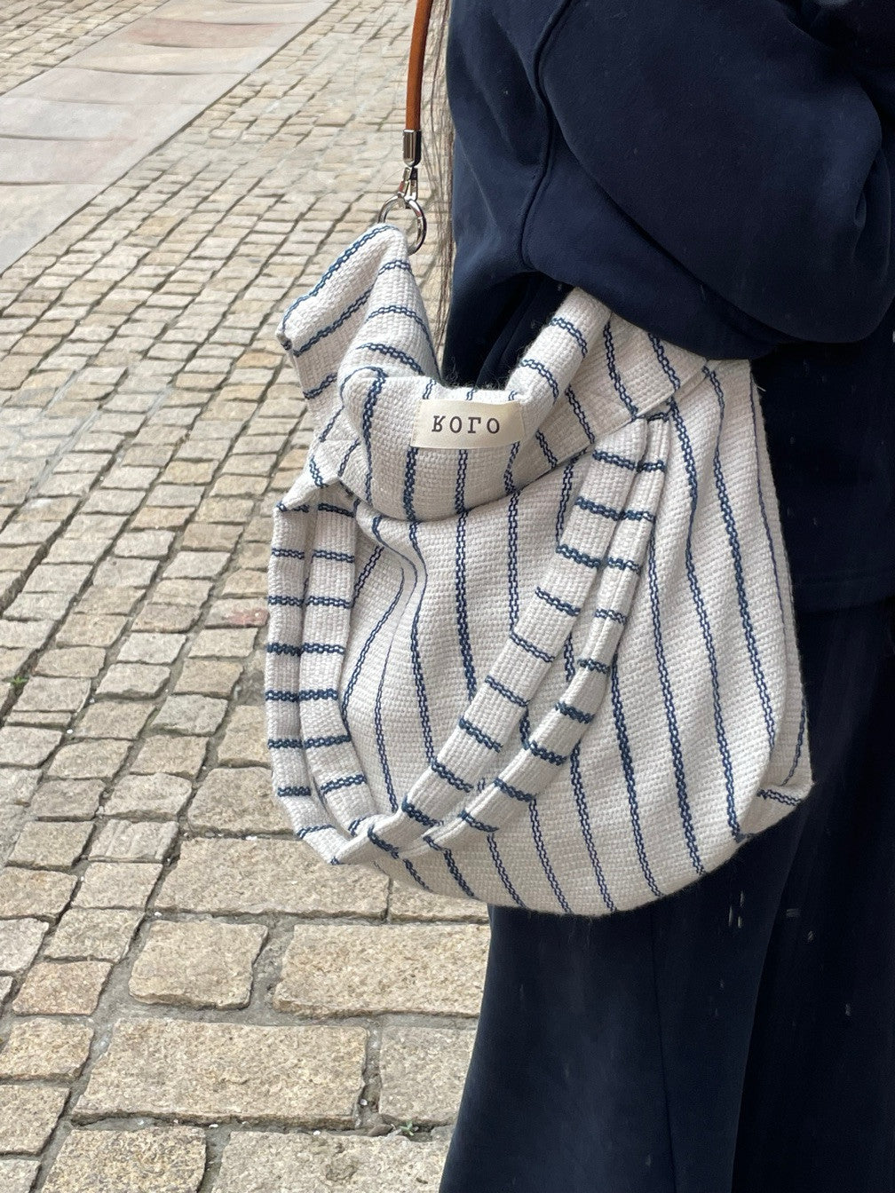 Blue White Stripes Tote Bag