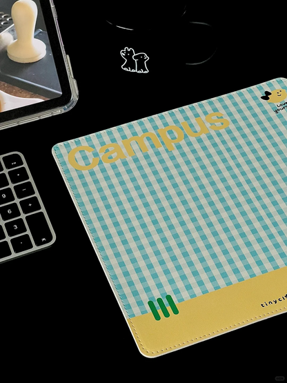 Blue Yellow Plaid Mouse Pad