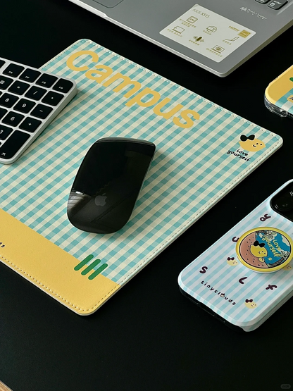 Blue Yellow Plaid Mouse Pad