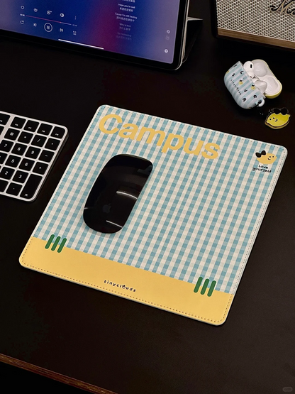 Blue Yellow Plaid Mouse Pad