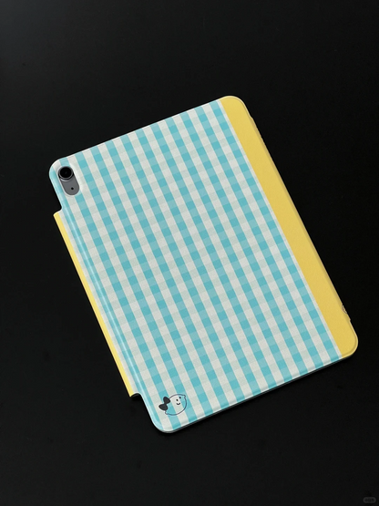 Blue Yellow Plaid Notebook iPad Case