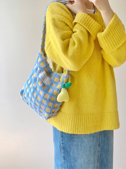 Blue Yellow Waffle Shoulder Bag