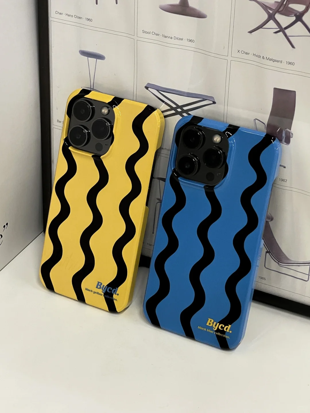 Blue Yellow Waves Printed Phone Case