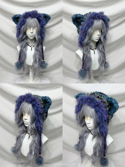 Blue Elf Ear Crochet Hat