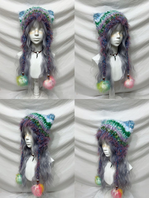 Blue Elf Ear Crochet Hat