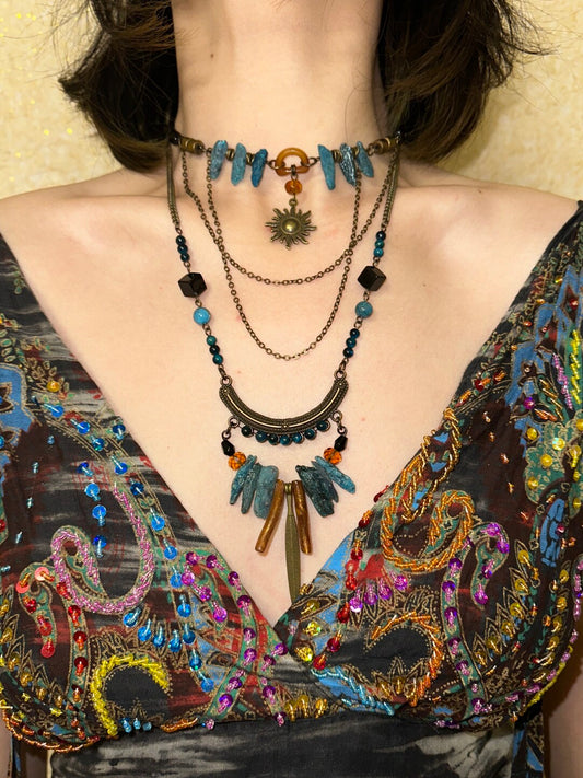 Bohemian Tribal Ritual Statement Necklace