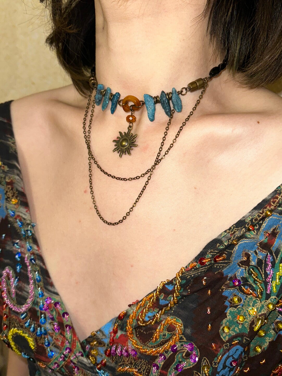 Bohemian Tribal Ritual Statement Necklace