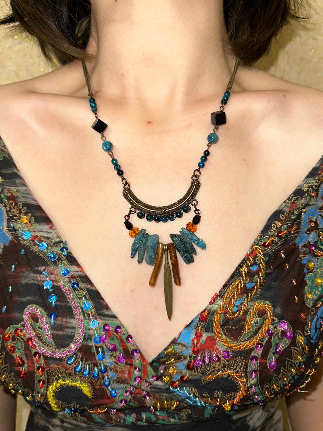 Bohemian Tribal Ritual Statement Necklace