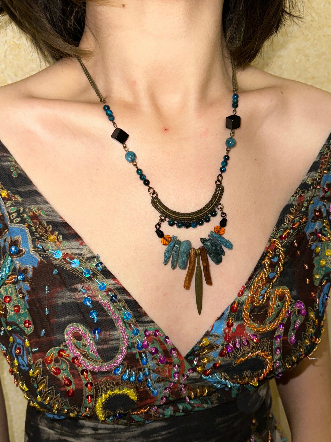 Bohemian Tribal Ritual Statement Necklace