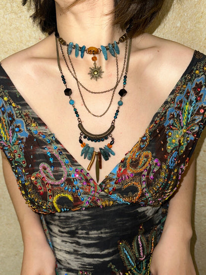 Bohemian Tribal Ritual Statement Necklace