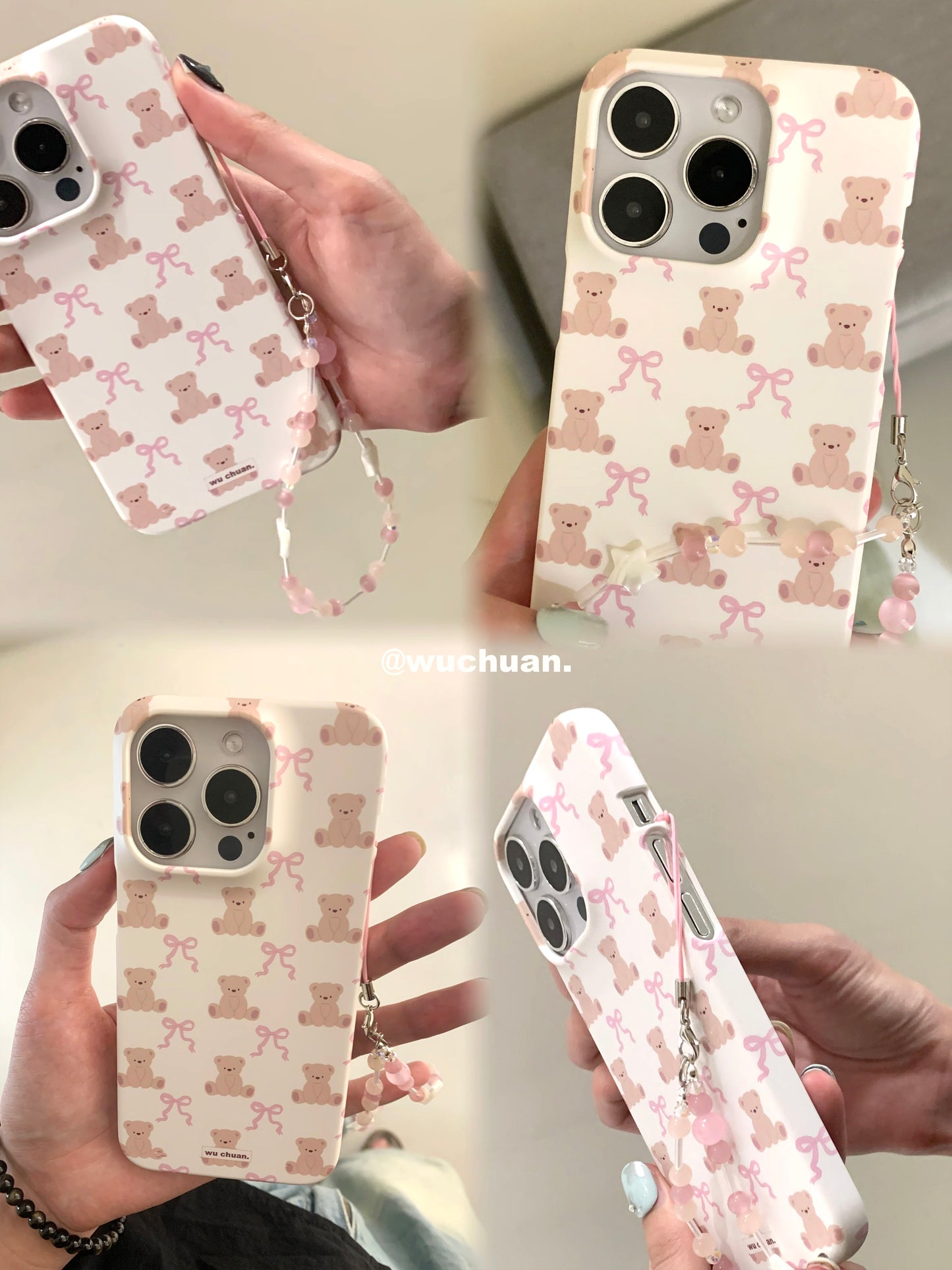Bow Bear Printed Double Layer Phone Case