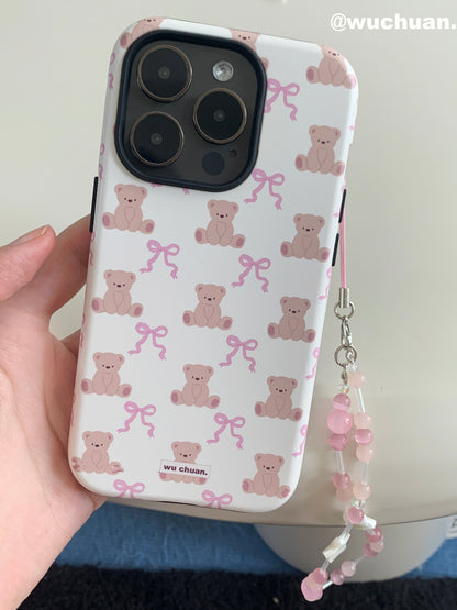 Bow Bear Printed Double Layer Phone Case