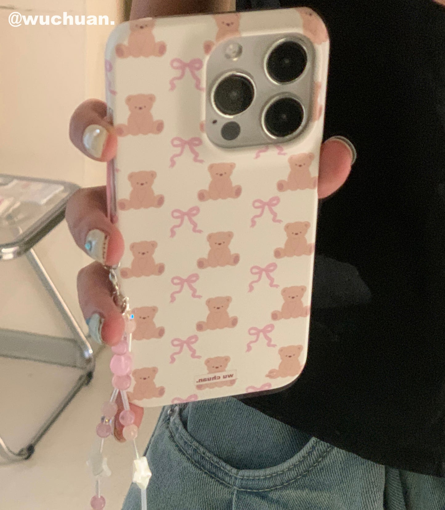 Bow Bear Printed Double Layer Phone Case