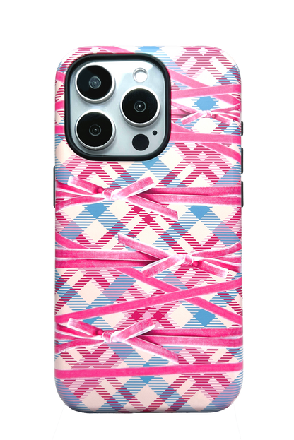 Bow Plaid Printed Double Layer Phone Case