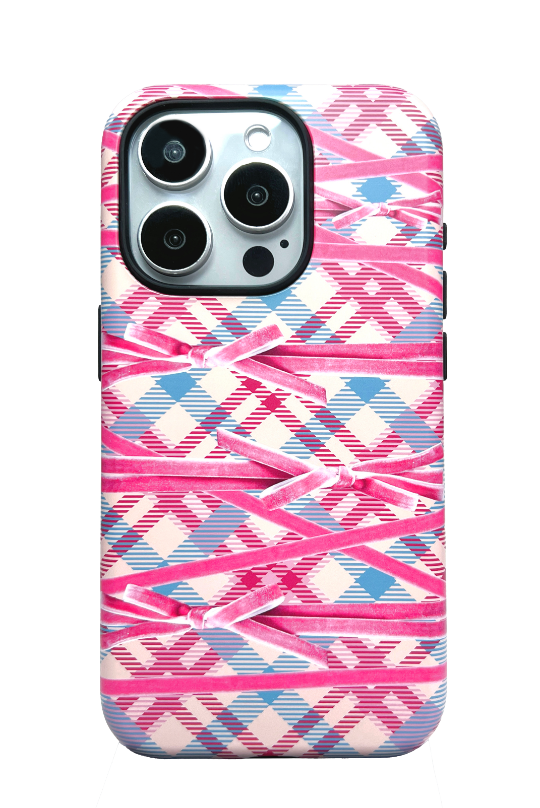 Bow Plaid Printed Double Layer Phone Case