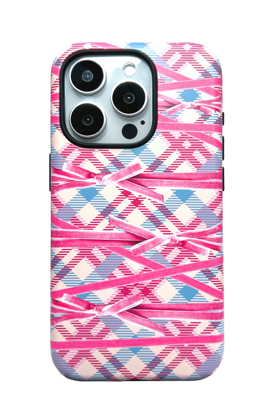 Bow Plaid Printed Double Layer Phone Case