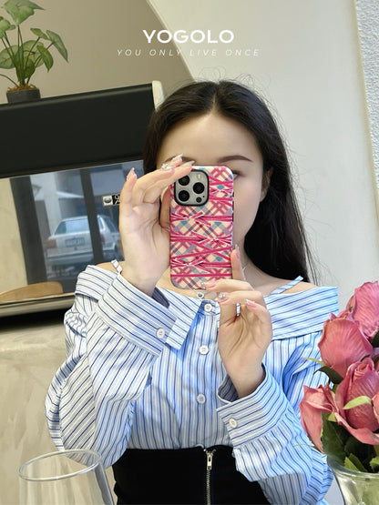 Bow Plaid Printed Double Layer Phone Case