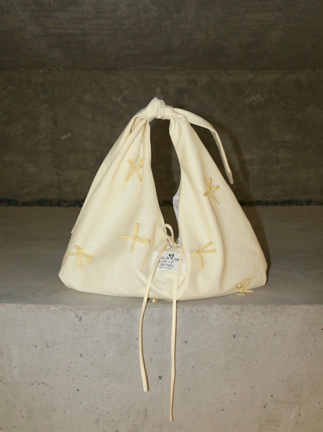 Bow Tie-Strap Soft Triangle Shoulder Crossbody Bag