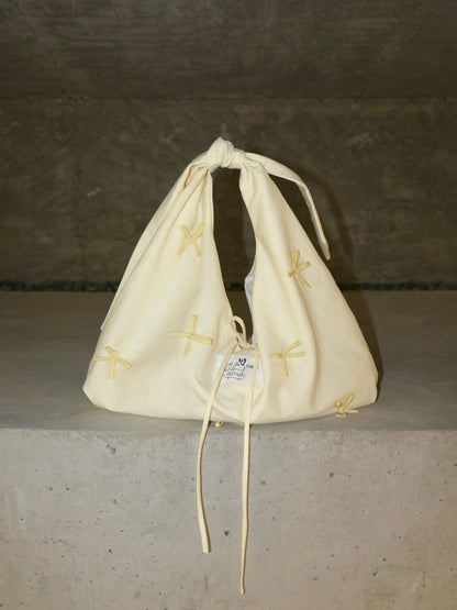 Bow Tie-Strap Soft Triangle Shoulder Crossbody Bag
