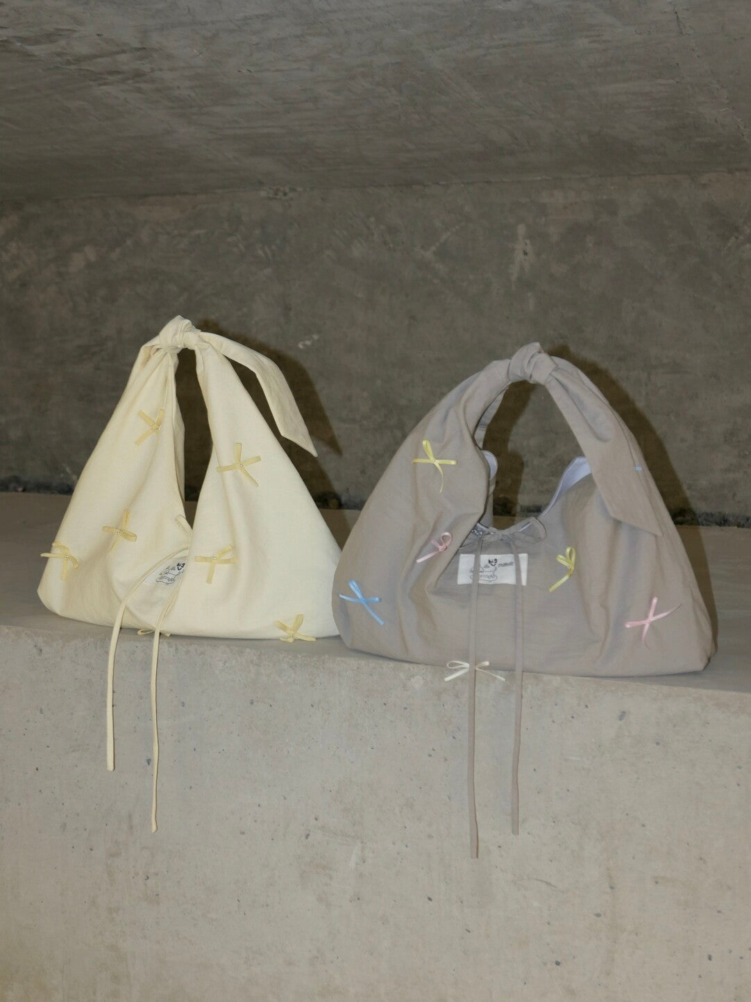 Bow Tie-Strap Soft Triangle Shoulder Crossbody Bag