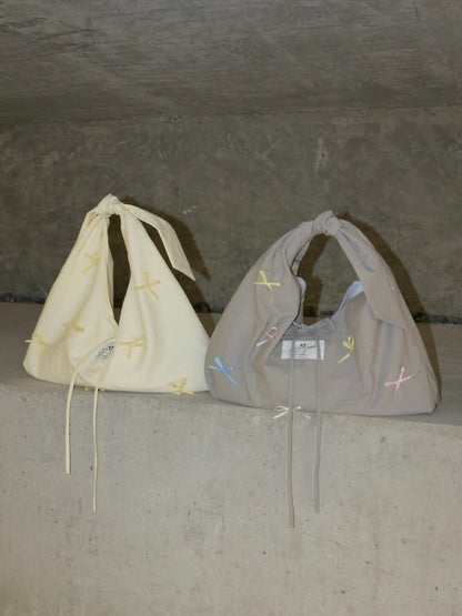 Bow Tie-Strap Soft Triangle Shoulder Crossbody Bag