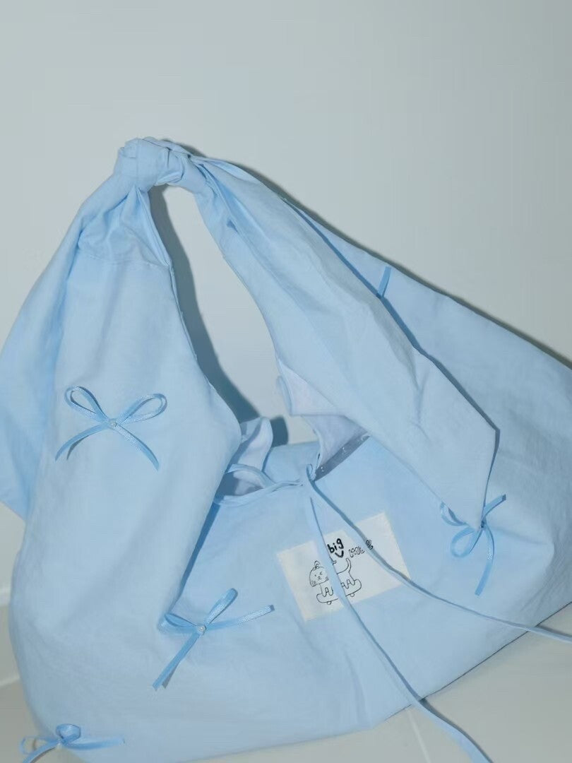 Bow Tie-Strap Soft Triangle Shoulder Crossbody Bag