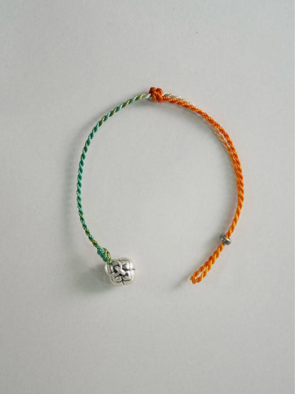 「Chinoiserie」Silver Persimmon Braided Bracelet