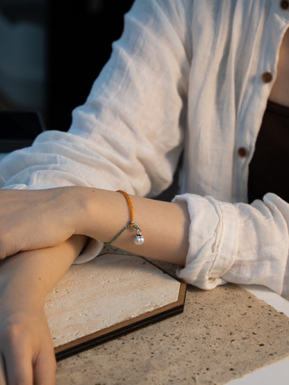 「Chinoiserie」Silver Persimmon Braided Bracelet