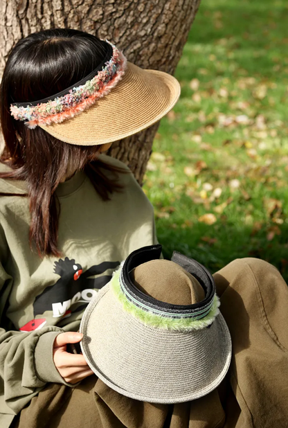 Braided Straw Half Visor Hat