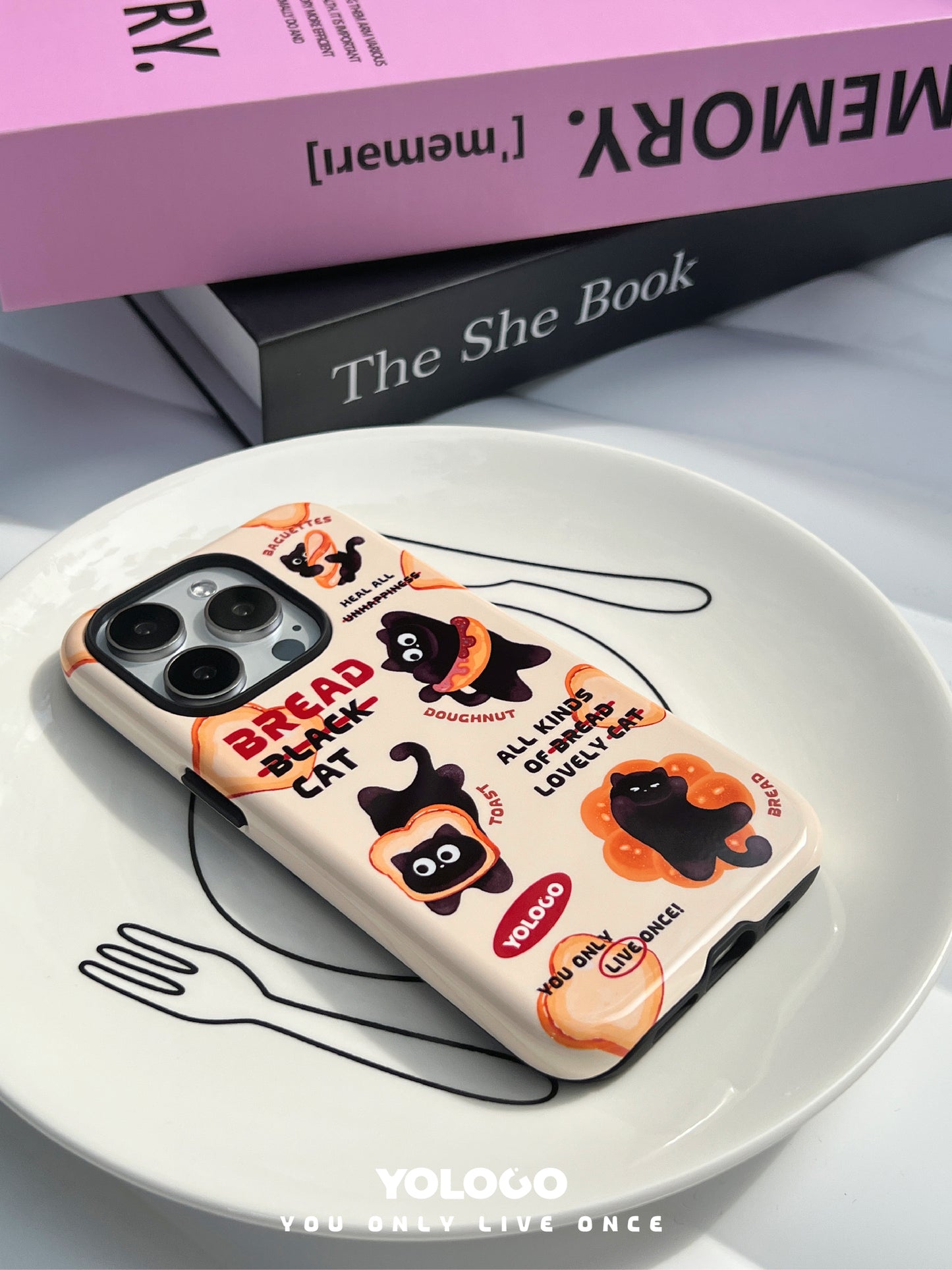 Bread Black Cat Printed Phone Case