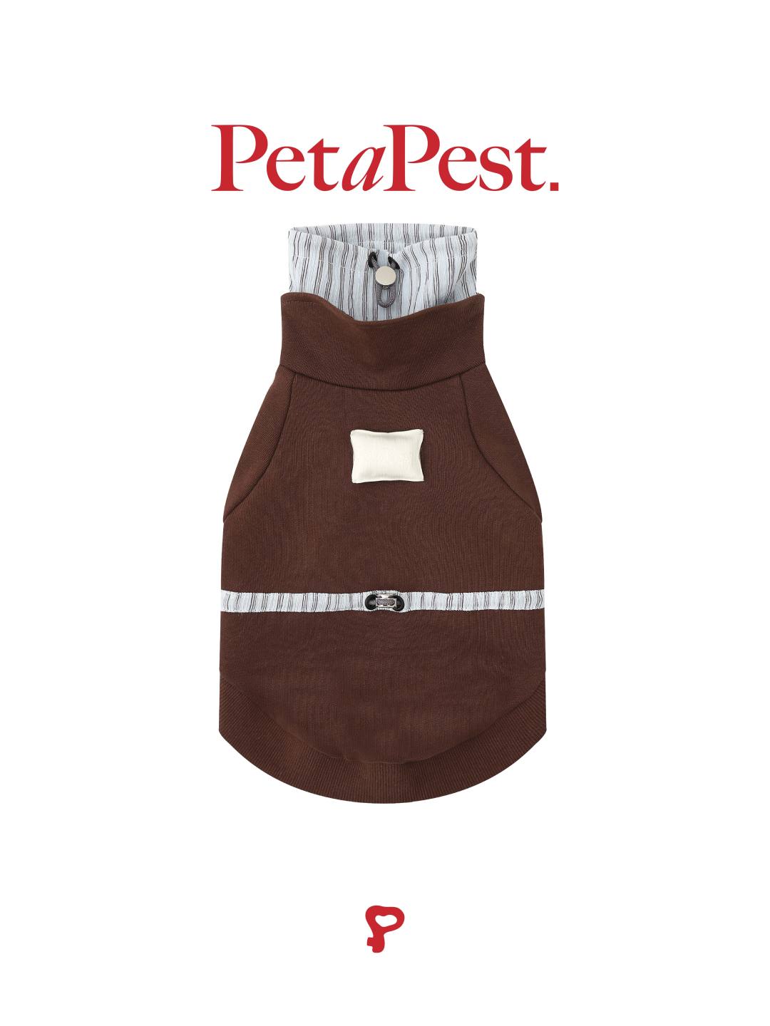 Brown Blue Striped Double Collar Cat Dod Sweatshirt